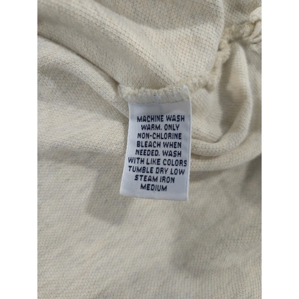 Polo Ralph Lauren 90s Big Fit Knit Polo Shirt Mens S Beige Oatmeal Pocket